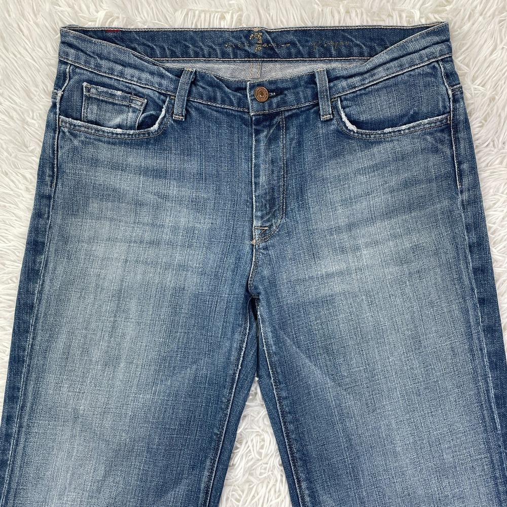7 For All Mankind Pants Womens 31 Blue Ginger Flared Medium Wash Denim Jeans USA - Picture 2 of 15